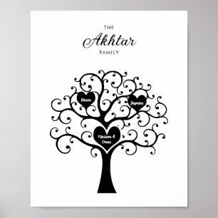 Black & White Family Tree  Poster