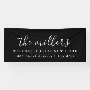 Black & White Family Welcome   Housewarming Party Banner