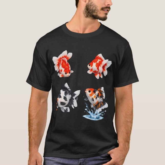 Black White Fancy Goldfish T-Shirt (Front)