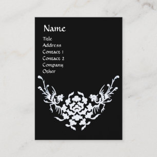 BLACK WHITE FANTASY GRIFFINS MONOGRAM Silk Paper Business Card