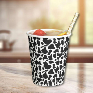Black White Farm Cow Spots Birthday Paper Cups