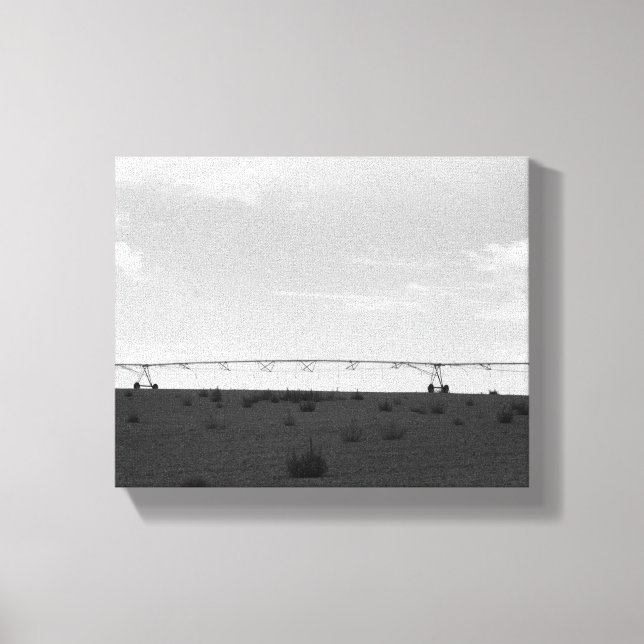 Black & White Farm Irrigation On a Hill 8x10 Canvas Print (Front)