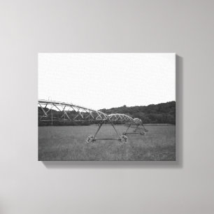 Black & White Farm Irrigation Sprinkler 11x14 Canvas Print