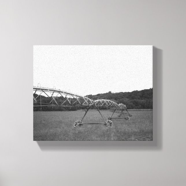 Black & White Farm Irrigation Sprinkler 8x10 Canvas Print (Front)