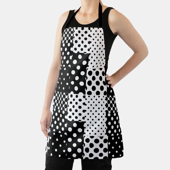 Black White Fashion Polka Dots Style Design  Apron (Creator Uploaded)