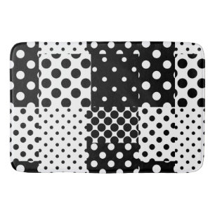 Black White Fashion Polka Dots Style Design  Bath Mat