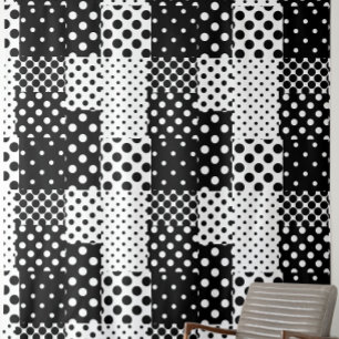 Black White Fashion Polka Dots Style Design  Fabric