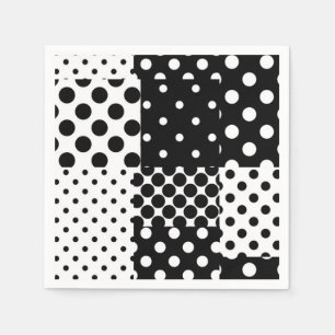 Black White Fashion Polka Dots Style Design  Napkin