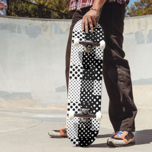 Black White Fashion Polka Dots Style Design  Skateboard