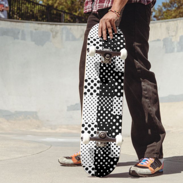 Black White Fashion Polka Dots Style Design  Skateboard (Creator Uploaded)