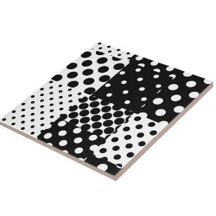 Black White Fashion Polka Dots Style Design Tile