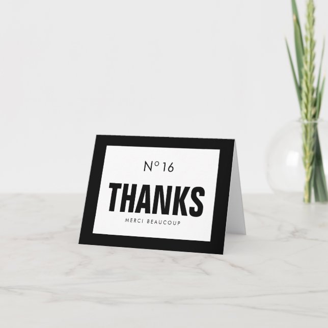 Black & White Fashion Sweet 16 THANK YOU NOTE CARD (Front)