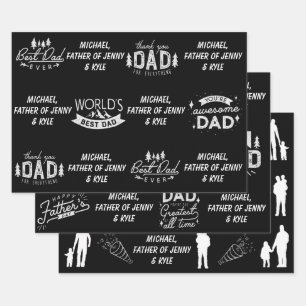 Black & White Father's Day Wrapping Paper Sheet