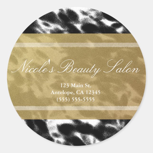 Black White & Faux Gold Chic Personalised Stickers (Front)