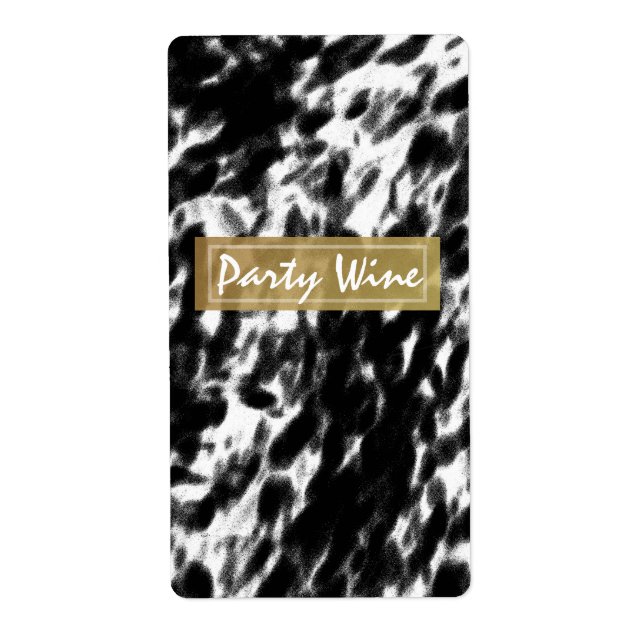 Black White & Faux Gold Chic Wine Labels (Front)