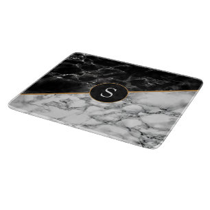 Black White Faux Marble Cutting Board Personalised