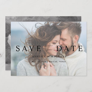 Black & White Faux Vellum Overlay Photo Wedding Save The Date
