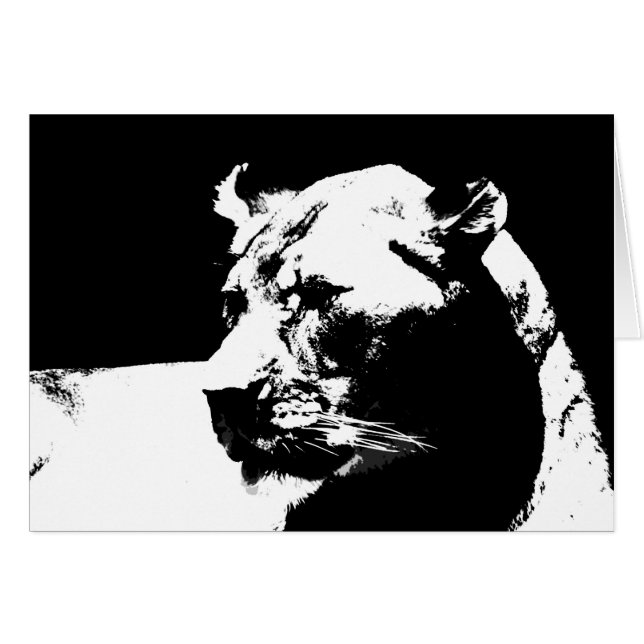 Black & white female lion pop art (Front Horizontal)