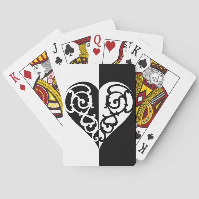 Black &White Filigree Bicycle Playing Cards (Back)