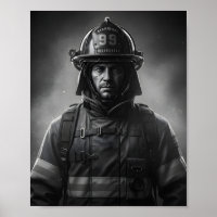 Black & White Firefighter Hero Fireman Tribute
