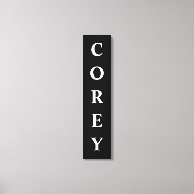 Black/White First/Family/Last Name Canvas Print (Front)