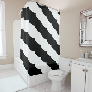 Black & White Fish Scale Print Shower Curtain