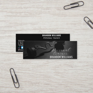 Black White Fitness Personal Trainer Influencer Mini Business Card