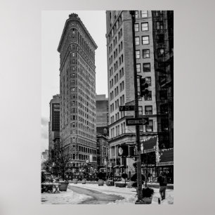 Black & White Flatiron Building Photo in NYC Poster