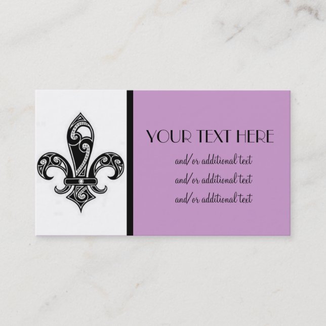 Black & White Fleur De Lis Business Card (Front)