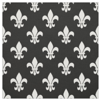 Black, White Fleur De Lis Pattern Fabric