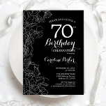 Black White Floral 70th Birthday Party Invitation<br><div class="desc">Black White Floral 70th Birthday Party Invitation. Minimalist modern design featuring botanical outline drawings accents and typography script font. Simple trendy invite card perfect for a stylish female bday celebration. Can be customised to any age. Printed Zazzle invitations or instant download digital printable template.</div>