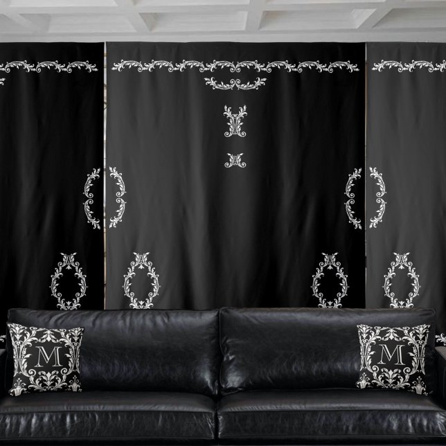 Black & White Floral Acanthus Leaf Make Your Own Tapestry (Creator Uploaded)