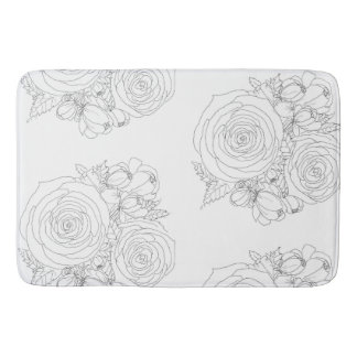 Black & white floral bath collection mat