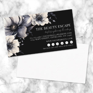 Black White Floral Beauty Loyalty Card