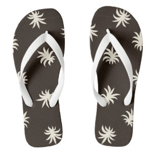 Black White Floral Blender Bright Tropical Summer Jandals