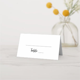 Black White Floral Botanical Wedding Couple Name Place Card