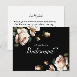 Black & White Floral Bridal Shower Bridesmaid Invitation