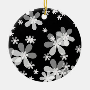 black white floral ceramic tree decoration