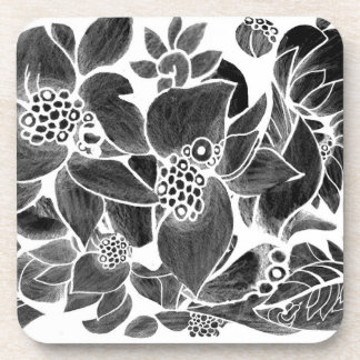 Black White floral Coaster