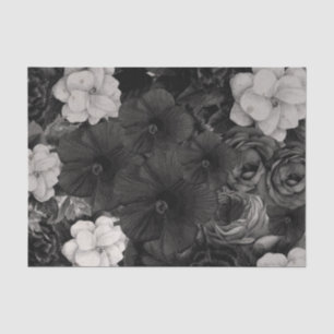 Black&White Floral Collage Tissue Paper