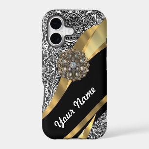 Black & white floral damask pattern