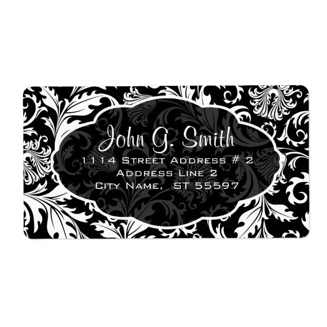 Black & White Floral Damask Pattern -Template (Front)