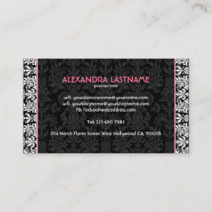Black & White Floral Damasks Customised Business Card