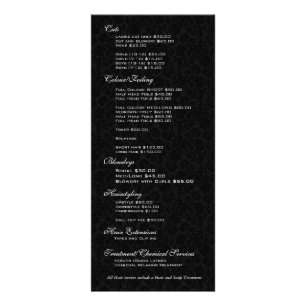 Black & White Floral Damasks Hairstylist Services Rack Card