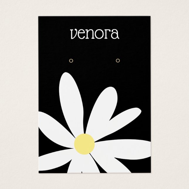 Black White Floral Earring Display Card (Front)