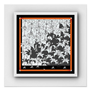 Black White Floral Flower  Poster