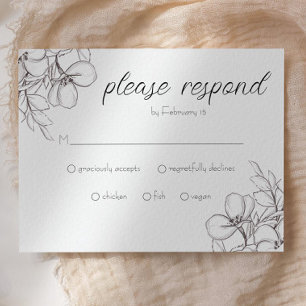 Black & White Floral Frame Line Art Enclosure Card