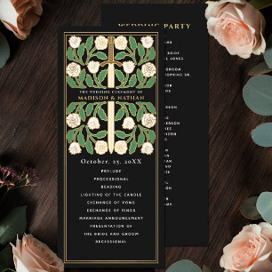 Black White Floral Gold Sword Royal Wedding Programme
