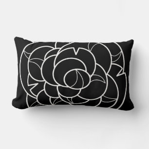 Black & White Floral Illustration Pillow