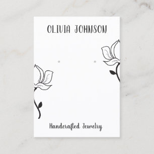 Black White Floral Jewellery Earring Display  Business Card